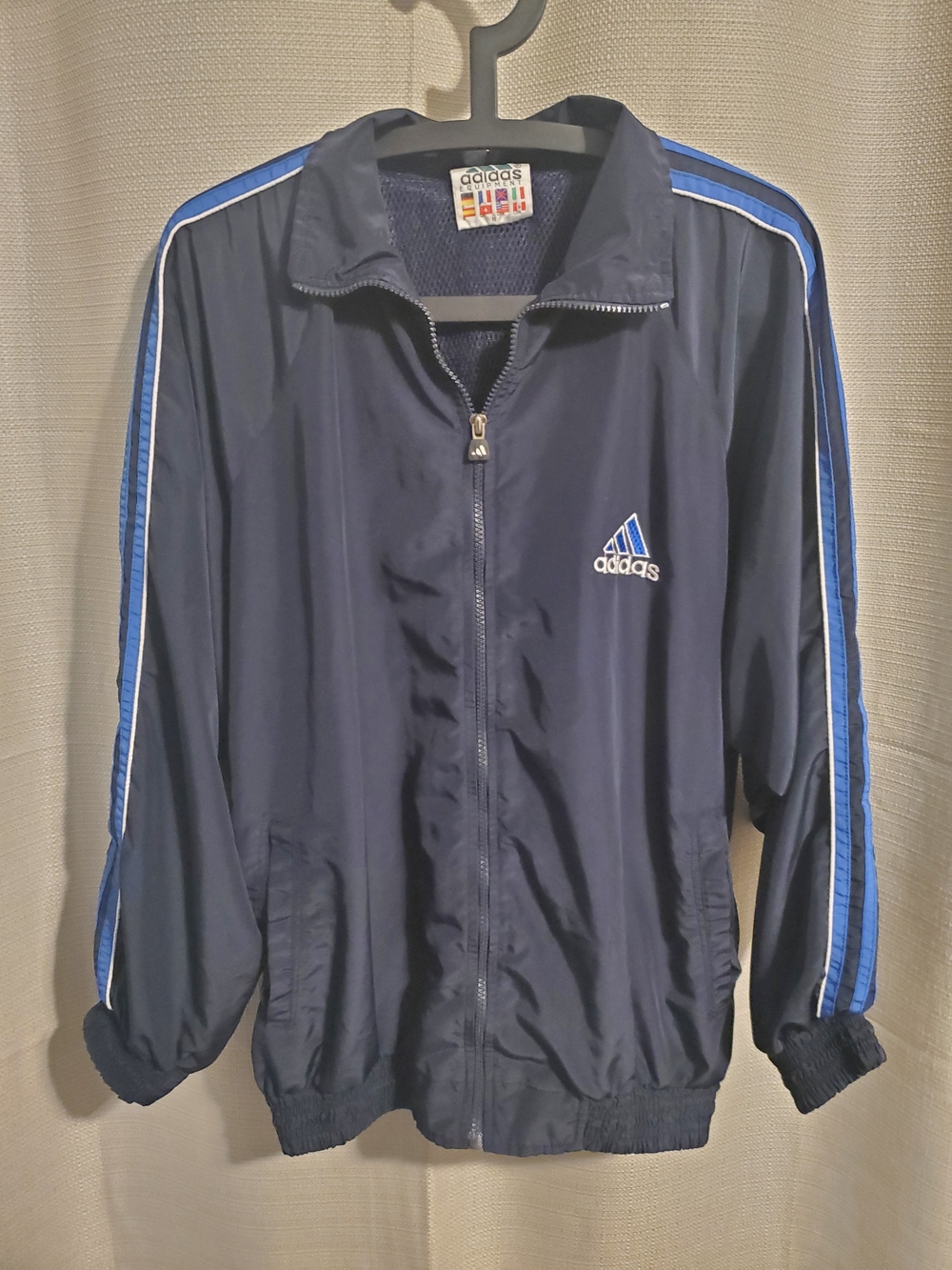 adidas Men's Navy Track Jacket with Blue Stripes
